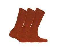 alsestudio Lot de 3 paires de chaussettes en coton côtelé super doux pour homme - Toucher soyeux - Mi-mollet et col rond - Bout lisse - Sans couture - Respirantes, orange brûlé, 7-11