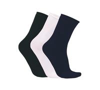 alsestudio Lot de 3 Paires de Chaussettes Montantes sans Couture en Modal pour Femme, Noir-Blanc-Marine, Taille Unique