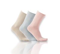 alsestudio Lot de 3 paires de chaussettes sans couture non élastiques super douces en modal pour femme, Pierre rose-bleue, taille unique