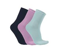 alsestudio Lot de 3 paires de chaussettes sans couture non élastiques super douces en modal pour femme, Bleu marine/menthe/lilas, Taille unique