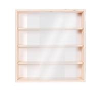 Alsino Vitrine Murale 50 x 52 x 12 cm V07 - en Bois de Bouleau Non Traité 4 Étagères 2 Vitres Coulissantes en Acrylique pour Collection Briquets Figurine Miniatures Minéraux