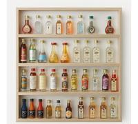 Alsino Vitrine Murale pour Parfum, Petite Bouteille, Figurine Miniature V47-55 x 55 x 6 cm - avec vitre en altuglas - 4 Niveaux