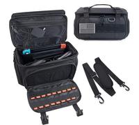 ALSLEA Sac de jeu de voyage tactique compatible avec Nintendo Switch/Switch 2 tout en un étui de transport pour Steam Deck, adaptateur AC, contrôleurs, sac de protection avec patch drapeau et 18