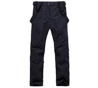 ALSOGO Pantalon de ski à bavette pour homme imperméable coupe-vent pantalon de neige pantalon d'extérieur snowboard bavette avec sangle amovible, Noir , XXL