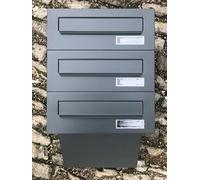 ALSTEN TECH Lot de 3 boîtes aux lettres à 3 compartiments - Pour maison d'appartement ou bureau - Système de boîte aux lettres à encastrer - 3 compartiments - Gris anthracite mat RAL7016