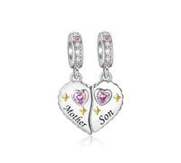 Alstiva Breloque d'amitié en argent sterling 925 avec zircone cubique 5A pour bracelet européen - Cadeau pour femme