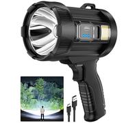 ALSTU Lampe de poche rechargeable 2 000 000 lumens, lampe torche LED super lumineuse avec panneaux solaires, lumière COB et 3 filtres de couleur, étanchéité IPX5 pour camping, maison