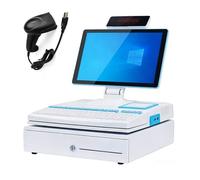 ALSUP Caisse Enregistreuse Tout-en-Un 15,6" Écran Tactile | Système POS Intelligente Processeur Dual-Core pour Petites Entreprises, Café & Supermarché White-4+64GB