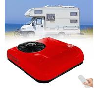 ALSUP Climatiseur 12V DC/climatiseur de Toit Ultra-Mince pour Voiture, Applicable aux monospaces, véhicules, Maisons, camions, véhicules agricoles, excavateurs, etc.,Red-24V