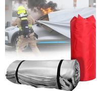 ALSUP Couverture Anti-Feu Voiture Compacte Facile d'Utilisation, Couverture Ignifuge Extinctrice Réutilisable en Fibre de Verre Enduit Silicone, avec Sac de Transport pour Garage Parkings 3 * 4