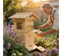 ALSUP Kit de Démarrage Apiculture Complet, Ruche en Bois Massif avec Boîte à Essaim, Cadres pour Débutants et Professionnels