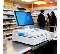 ALSUP Système de Point de Vente POS Haute Performance | Caisse Enregistreuse 15,6" Écran Tactile 8Go RAM + SSD 128Go Processeur Double Cœur pour Entreprises Professionnelles White-8+256GB