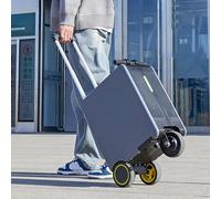 ALSUP Valise Cabine Aluminium Électrique, Valise Trottinette 2-en-1, 36L, Vitesse 13 Mph, Charge 150Kg, Bat-terie Power Bank Grey
