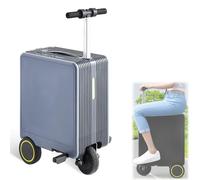 ALSUP Valise Intelligente Électrique avec Siège Intégré, Portable 36 L, Charge 120 kg, Bagage Cabine en Aluminium Grey
