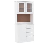 Alta Buffet haut blanc 77 x 35 x 165 cm, en pin massif, meuble de salon, solution de rangement pour vêtements et accessoires, durable et élégant