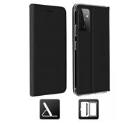 Akashi - Etui à rabat pour téléphone portable - imitation cuir - noir - pour Samsung Galaxy A72