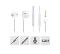 Akashi, Casque filaire avec jack 3,5 mm et microphone intégré, blanc