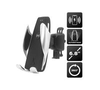 Support Voiture Téléphone jusqu'à 6.9 pouces avec Charge QI 15W Noir / Argent