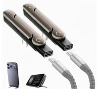 AltaMoment Chargeur USB C vers USB C détachable 2 en 1, support de charge de données 240 W pour bureau, support pliable invisible avec support invisible à 360° pour jeu, bureau, voiture, voyage (2)