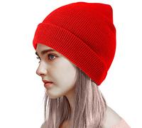 Altartar Bonnet d'hiver pour homme et femme - Tricot épais - Bonnet tricoté doux et chaud - Bonnet de travail Street Classics unisexe, rouge, taille unique