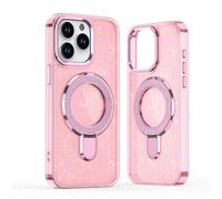 Altartar Coque de protection magnétique à paillettes pour iPhone 14, avec support, transparente, protection de l'appareil photo, anti-rayures, ultra fine, rose