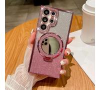 Altartar Coque de protection magnétique pour Samsung Galaxy S26, à paillettes, avec support, miroir et maquillage, ultra fine, rose