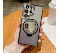 Altartar Coque de protection magnétique pour Samsung Galaxy S26, ultra fine, à paillettes, avec support, miroir et maquillage, noir