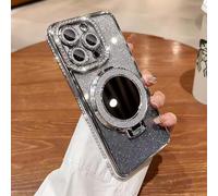 Altartar Étui de protection à paillettes pour iPhone 12 Pro Max, magnétique, avec support, coque de protection transparente à paillettes, miroir de maquillage, anti-rayures, ultra fine, argentée