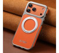 Altartar Étui de protection magnétique pour iPhone 14 Pro avec support à 360° - Compatible avec Mag-Safe - En cuir - Anti-chocs - Protection magnétique pour appareil photo - Orange