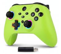 Altaudia Manette Sans Fil Bluetooth pour PC - Compatible avec PC, Switch/Smartphone Android et iOS, Connexion USB, 2 Boutons Macro, Double Vibration, 6 Axes, Lumières LED RGB, Couleur Verte