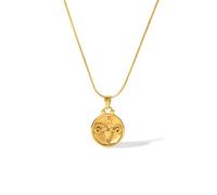 ALTCIRNMD 12 Collier Pendentif Signe Du Zodiaque, Constellation En Relief Pièce Ronde Pendentif Horoscope Collier D'Astrologie Pour Femmes Hommes Collier De Signe Astrologique, Bélier