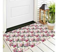 ALTCIRNMD 3D Fleurs Et Feuilles Vertes Rétro Classique Sol Porte Cuisine Bain Tapis Anti-Dérapant Extérieur Paillasson Salon Salon Entrée Tapis Tapis Repose-Pieds