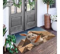 ALTCIRNMD 3D Lapin Carotte Pyramides Égyptiennes Sol Porte Cuisine Bain Tapis Anti-Dérapant Extérieur Paillasson Salon Salon Entrée Tapis Tapis Repose-Pieds