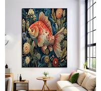 ALTCIRNMD Affiche En Toile Rouge Vert Plante Carpe Rouge,Décor Artistique Mural Peinture Impression,Belles Créatures,Décoration Pour Salon,Chambre À Coucher,Cadeau D'Adolescent Sans Cadre 60X90Cm