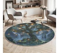 ALTCIRNMD Arbre À Mousse Cascade Décors Fantastiques Tapis Rond Lavable en Machine Ø 180Cm,Tapis Imprimé Antidérapant - Moquette Doux Poils Courts pour Salon Chambre À Coucher Cuisine Décor Intérieur
