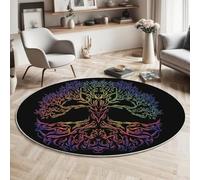 ALTCIRNMD Arbre Flottant Plantes Fantastiques Tapis Rond Lavable en Machine Ø 120Cm,Tapis Imprimé Antidérapant - Moquette Doux Poils Courts pour Salon Chambre À Coucher Cuisine Décor Intérieur