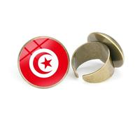 ALTCIRNMD Bague en Verre Convexe Imprimée avec Drapeau Réglable,Bague avec Drapeau De La Tunisie,Bague De Déclaration d'amour Nationale,Cadeau De Bijoux pour Les Vacances,Cadeau D'Amitié De Noël
