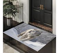 ALTCIRNMD Blanche-Neige Tigre Paillasson Tapis Style Naturel Réaliste Paillasson Antidérapant Durable Tapis De Sol pour Entrée Intérieure Ou Extérieure 40X60Cm