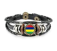 ALTCIRNMD Bracelet À Bouton-Pression avec Symbole du Drapeau De L'Île Maurice - Bijoux À Breloques avec Cabochon en Verre Punk,Bracelet Réglable Multicouche Tissé en Perles,pour Femmes Et Hommes,Bijo
