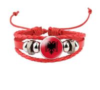 ALTCIRNMD Bracelet De L'Albanie,Bracelet Réglable De L'Albanie,Bracelet en Cuir avec Symbole du Drapeau De L'Albanie,Bracelet De Soutien De Malte pour Hommes Et Femmes,Ornement Patriotique Ethnique