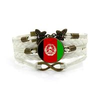 ALTCIRNMD Bracelet Drapeau De L'Afghanistan - Bracelet Multicouche en Cuir Tressé Fait À La Main,avec Dôme en Verre Réglable,Bracelet Papillon,Cadeau Souvenir De Pays pour Homme Et Femme