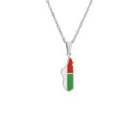 ALTCIRNMD Collier avec Pendentif Carte De Madagascar,Collier avec Drapeau De La Carte De Madagascar pour Unisexe,Collier avec Pendentif Délicat pour Filles Et Garçons,Blanc,50Cm