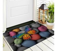 ALTCIRNMD Couleur Papillon De Galets Paillasson,Salle De Bain Tapis De Porte Avant Décoratif Intérieur Sol Arrière D'Entrée Insectes Fantastiques for Entrée Extérieure De Porche,50X80Cm