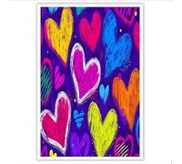 ALTCIRNMD Coups De Pinceau En Forme De Cœur Mur Art Poster Graffiti Créatif Impression, Rouge Mur Poster Salle De Bains Chambre Salon Décoration 40X60Cm Unframed