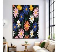 ALTCIRNMD Fleurs De Marguerite Mur Art Poster Plantes De Matisse Impression,Orange-Bleu Mur Poster Salle De Bains Chambre Salon Décoration 50X70Cm Unframed