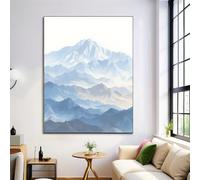 ALTCIRNMD Grand Magnifiques Montagnes Enneigées Bleu Blanc Tableau Decoration Murale Illustrations Minimalistes Impression Sur Toile Peinture Sur Toile Maison Décoration Pour Salon,Sans Cadre 60X90Cm