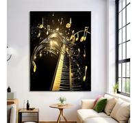 ALTCIRNMD Impression Sur Toile Or Noir Notes De Piano,Tableaux Art Musical Affiches Murale Art Toile Tableau Peinture Salon Intérieur Decoration De La Maison 60X90Cm Sans Cadre