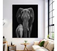 ALTCIRNMD Impression Sur Toile Tableau Décorations Murales Noir Et Blanc Éléphant Simple,Deco Peinture Poster Décoration Photographier Les Animaux Pour Bureau Chambre Cuisine Salon 30X40Cm Sans Cadre