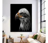 ALTCIRNMD Noir Et Blanc Personnalité Du Pygargue À Tête Blanche Impressions Sur Toile Sans Cadre Pour Chambre D'Enfant Fille Ou Garçon,Chambre Posters Décoratifs Muraux,Portrait Animalier 50X70Cm