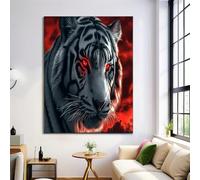 ALTCIRNMD Noir Et Rouge Tigre Du Ciel Impressions Sur Toile Sans Cadre Pour Chambre D'Enfant Fille Ou Garçon,Chambre Posters Décoratifs Muraux,Animaux Fantastiques Décoration Murale 30X40Cm